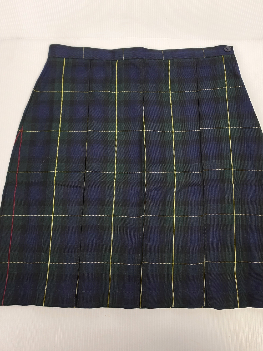 Lands' End Navy & Green Pleated Tartan Skirt